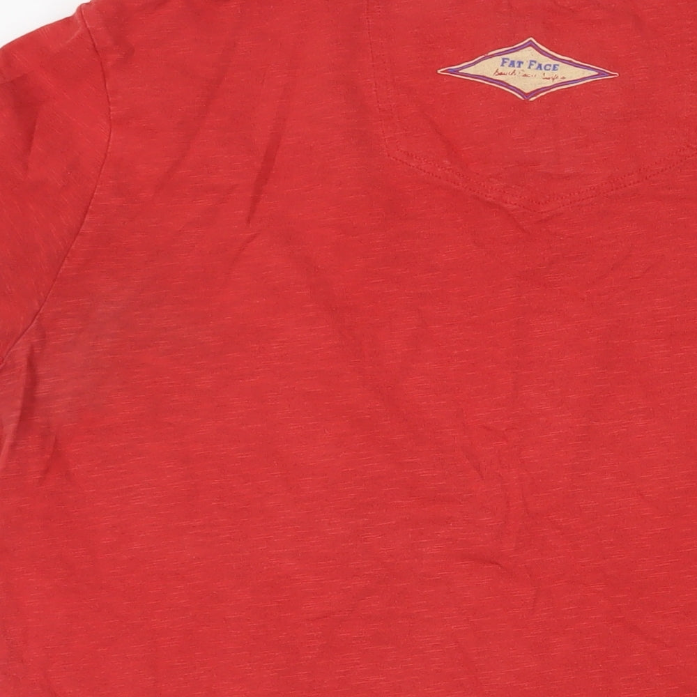 Fat Face Mens Red Cotton T-Shirt Size M Crew Neck - Surfs Up