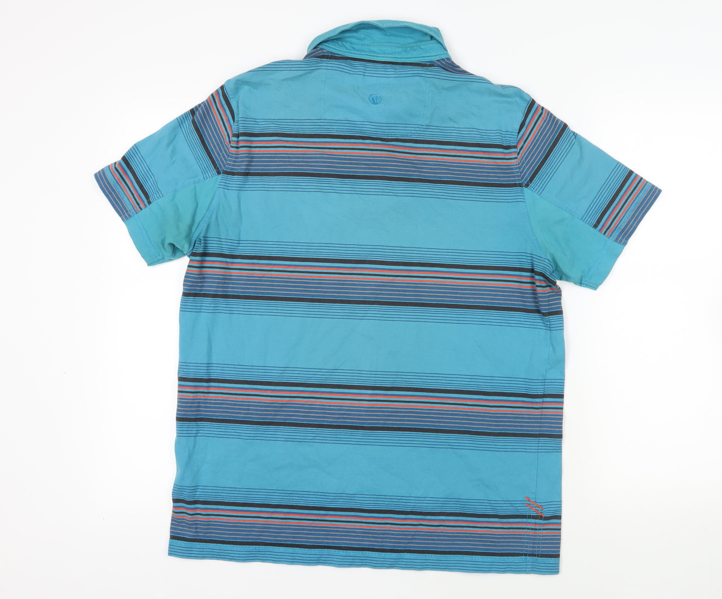 Fat Face Mens Blue Striped Cotton Polo Size L Collared Button