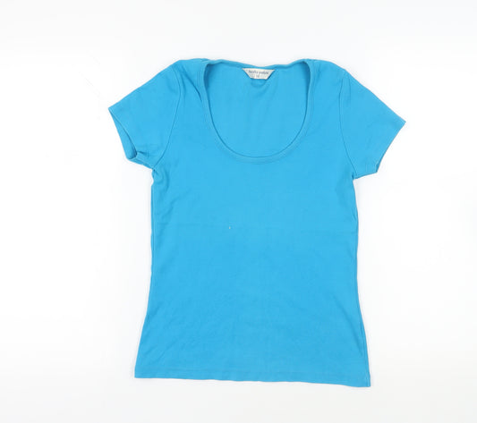 Dorothy Perkins Womens Blue Cotton Basic T-Shirt Size 10 Round Neck