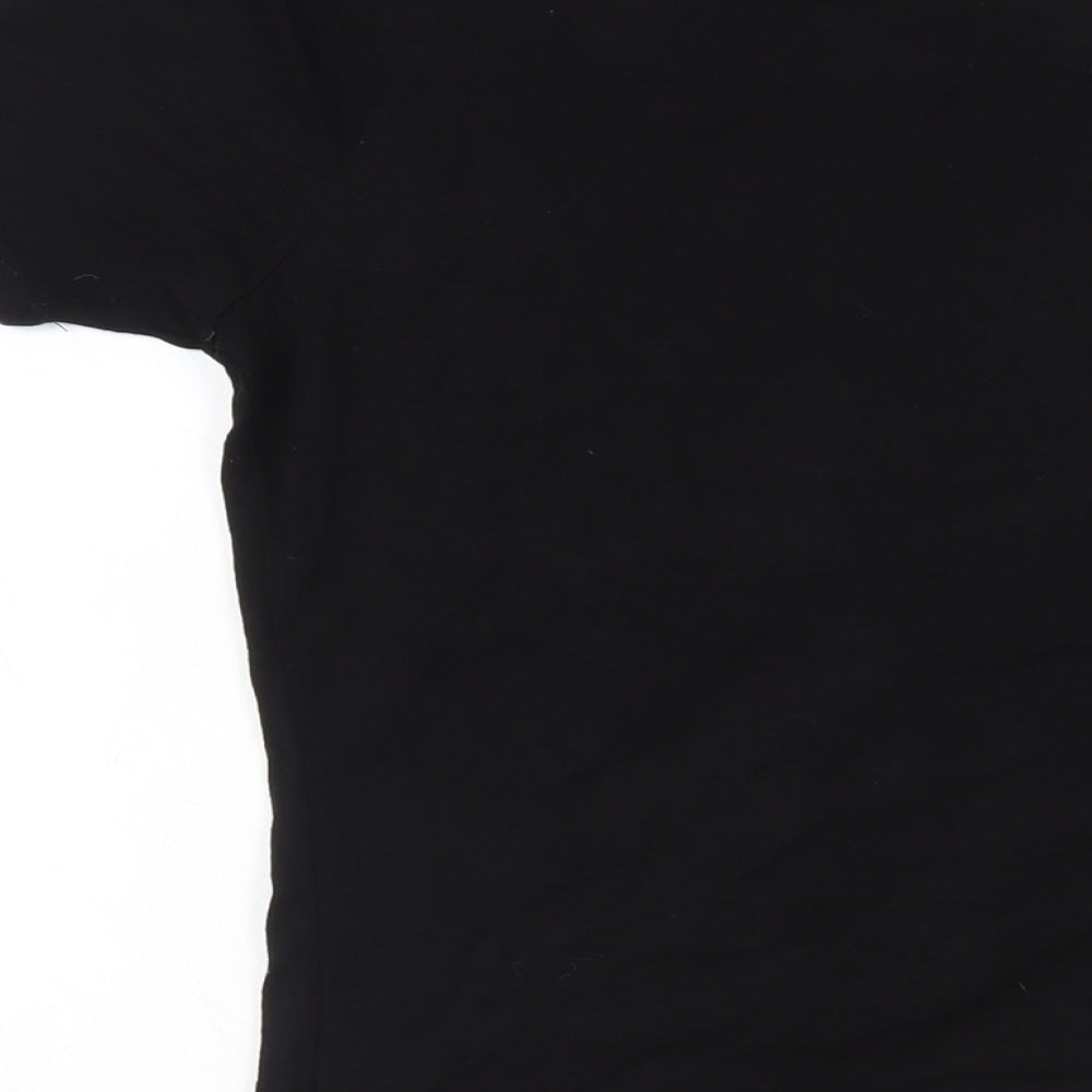 Oasis Womens Black Viscose Basic T-Shirt Size S Square Neck