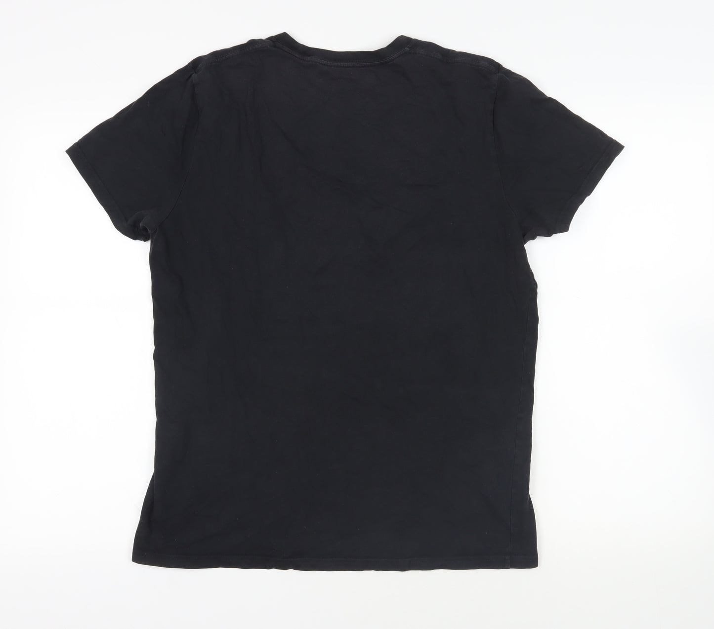 Hollister Mens Black Cotton T-Shirt Size M Crew Neck - Logo