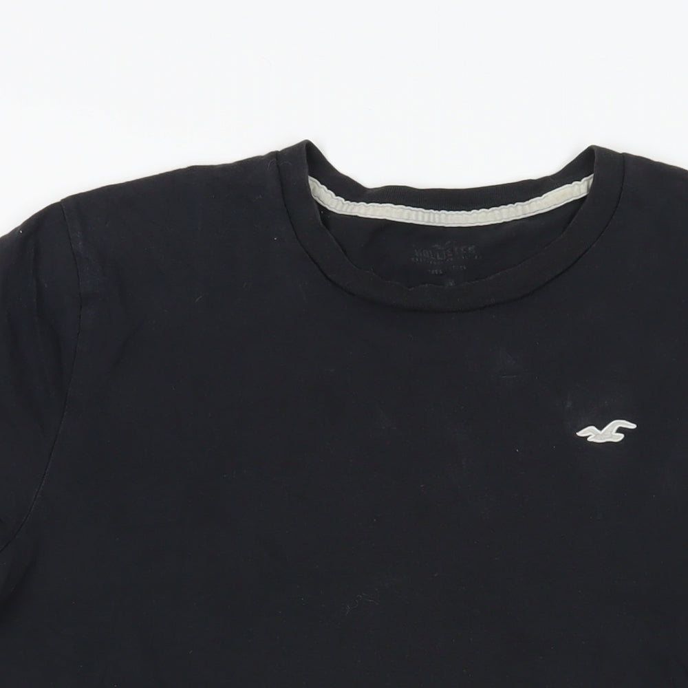 Hollister Mens Black Cotton T-Shirt Size M Crew Neck - Logo