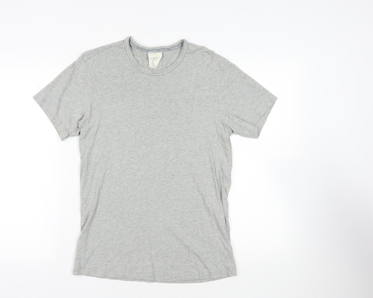 Calvin Klein Womens Grey Cotton Basic T-Shirt Size M Crew Neck