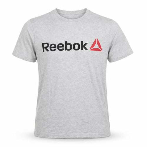 Reebok Mens Grey Cotton T-Shirt Size S Crew Neck - Logo