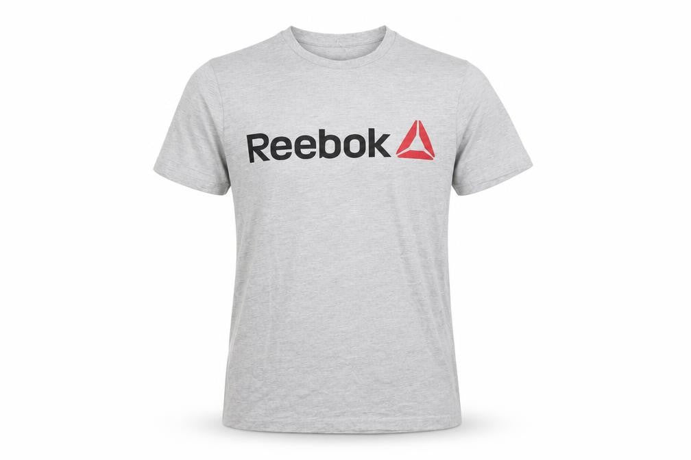 Reebok Mens Grey Cotton T-Shirt Size S Crew Neck - Logo