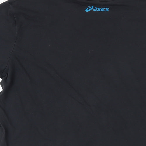 ASICS Mens Black Cotton T-Shirt Size M Crew Neck - Logo