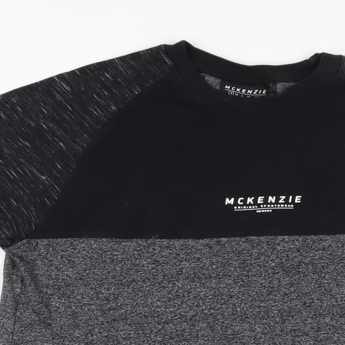 McKenzie Mens Black Cotton T-Shirt Size S Crew Neck - Logo