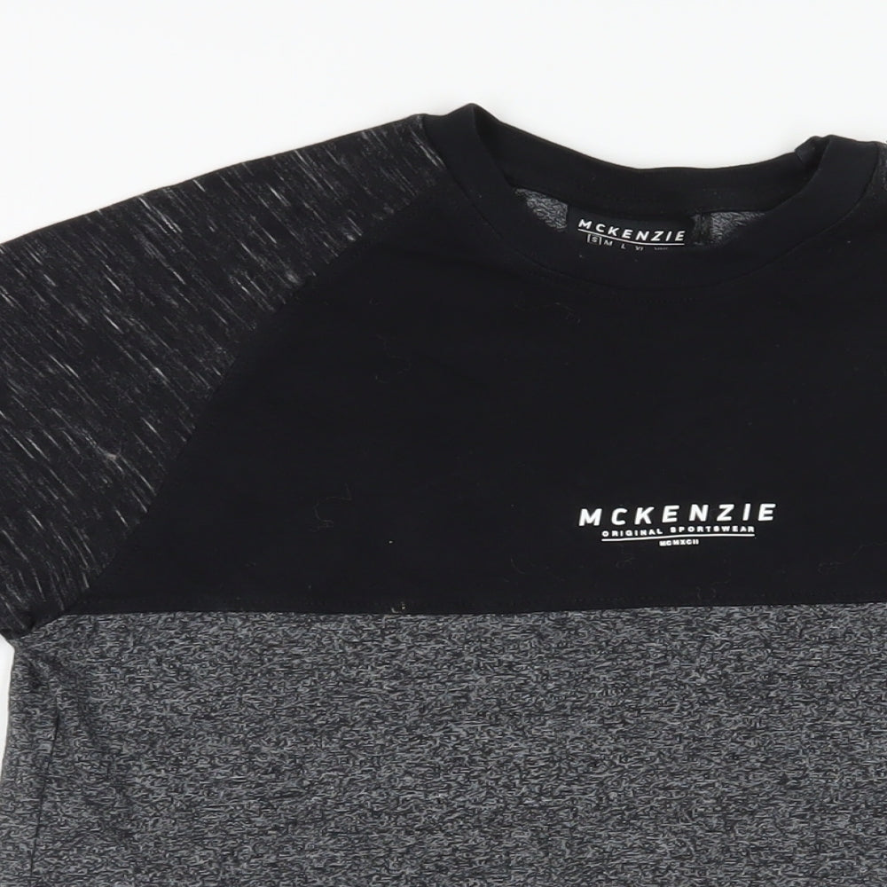 McKenzie Mens Black Cotton T-Shirt Size S Crew Neck - Logo