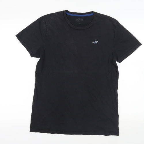 Hollister Mens Blue Cotton T-Shirt Size M Crew Neck - Logo