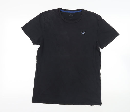 Hollister Mens Blue Cotton T-Shirt Size M Crew Neck - Logo