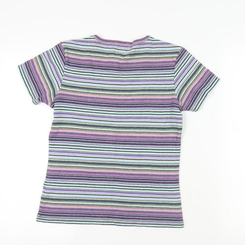 Gap Womens Multicoloured Striped Cotton Basic T-Shirt Size M Crew Neck