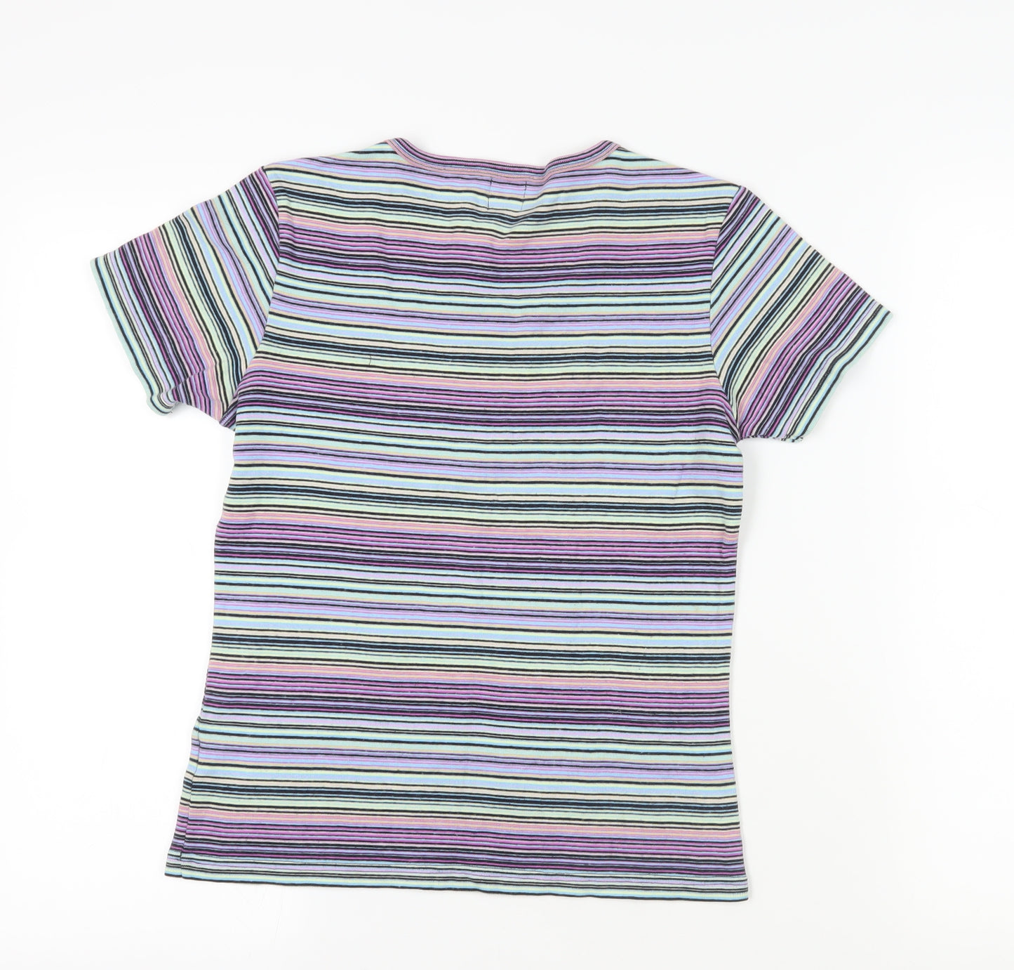 Gap Womens Multicoloured Striped Cotton Basic T-Shirt Size M Crew Neck