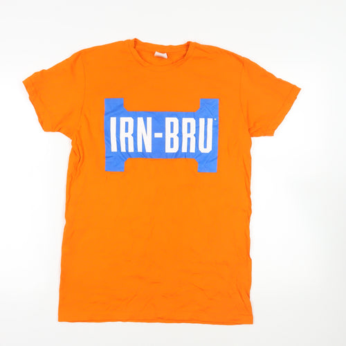 IRN-BRU Mens Orange Cotton T-Shirt Size M Crew Neck - Logo