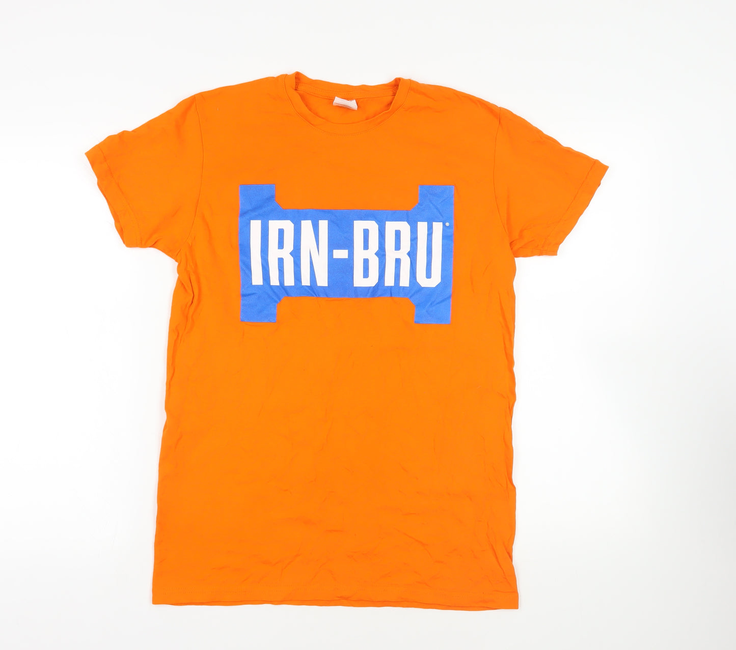 IRN-BRU Mens Orange Cotton T-Shirt Size M Crew Neck - Logo