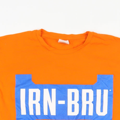 IRN-BRU Mens Orange Cotton T-Shirt Size M Crew Neck - Logo