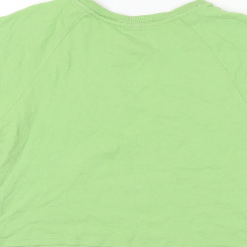 Divided by H&M Womens Green Cotton Cropped T-Shirt Size M Crew Neck - Eye