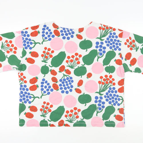 Uniqlo Womens Multicoloured Geometric Cotton Basic T-Shirt Size M Round Neck - Fruit Print