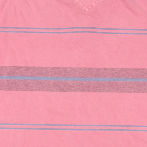 Maine New England Mens Pink Striped Cotton Polo Size M Collared Button