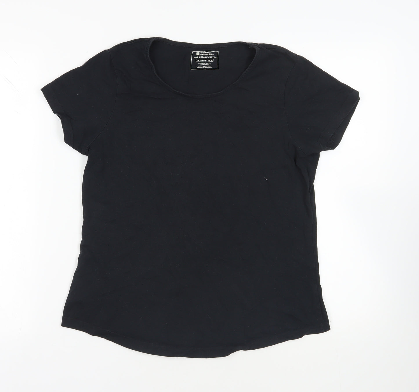 Mountain Warehouse Womens Black Cotton Basic T-Shirt Size 14 Crew Neck