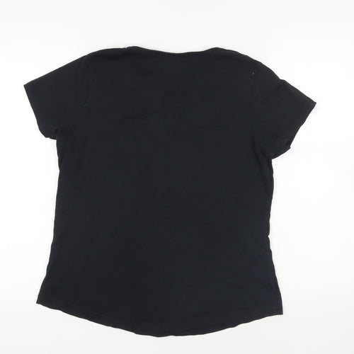 Mountain Warehouse Womens Black Cotton Basic T-Shirt Size 14 Crew Neck
