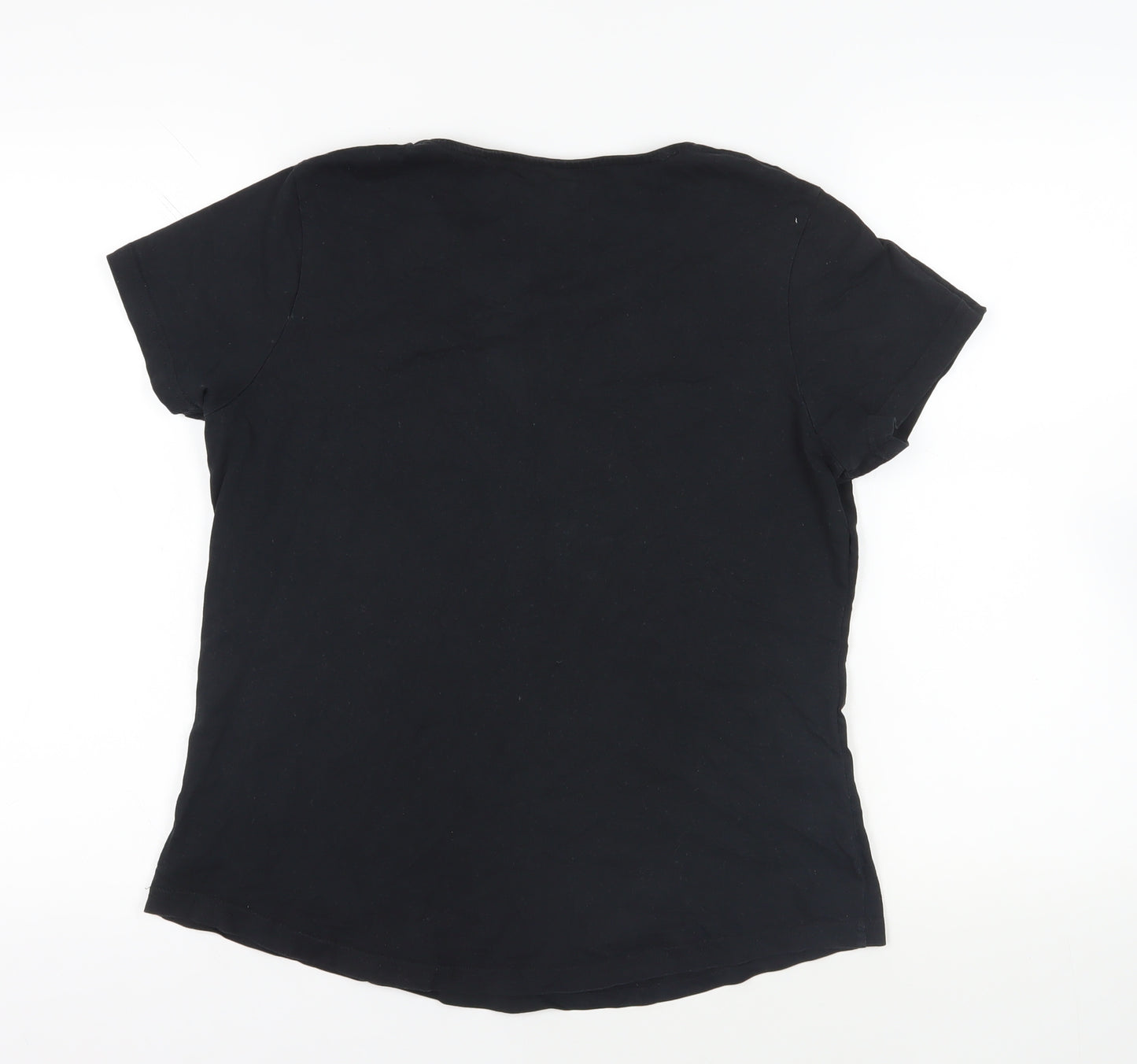 Mountain Warehouse Womens Black Cotton Basic T-Shirt Size 14 Crew Neck