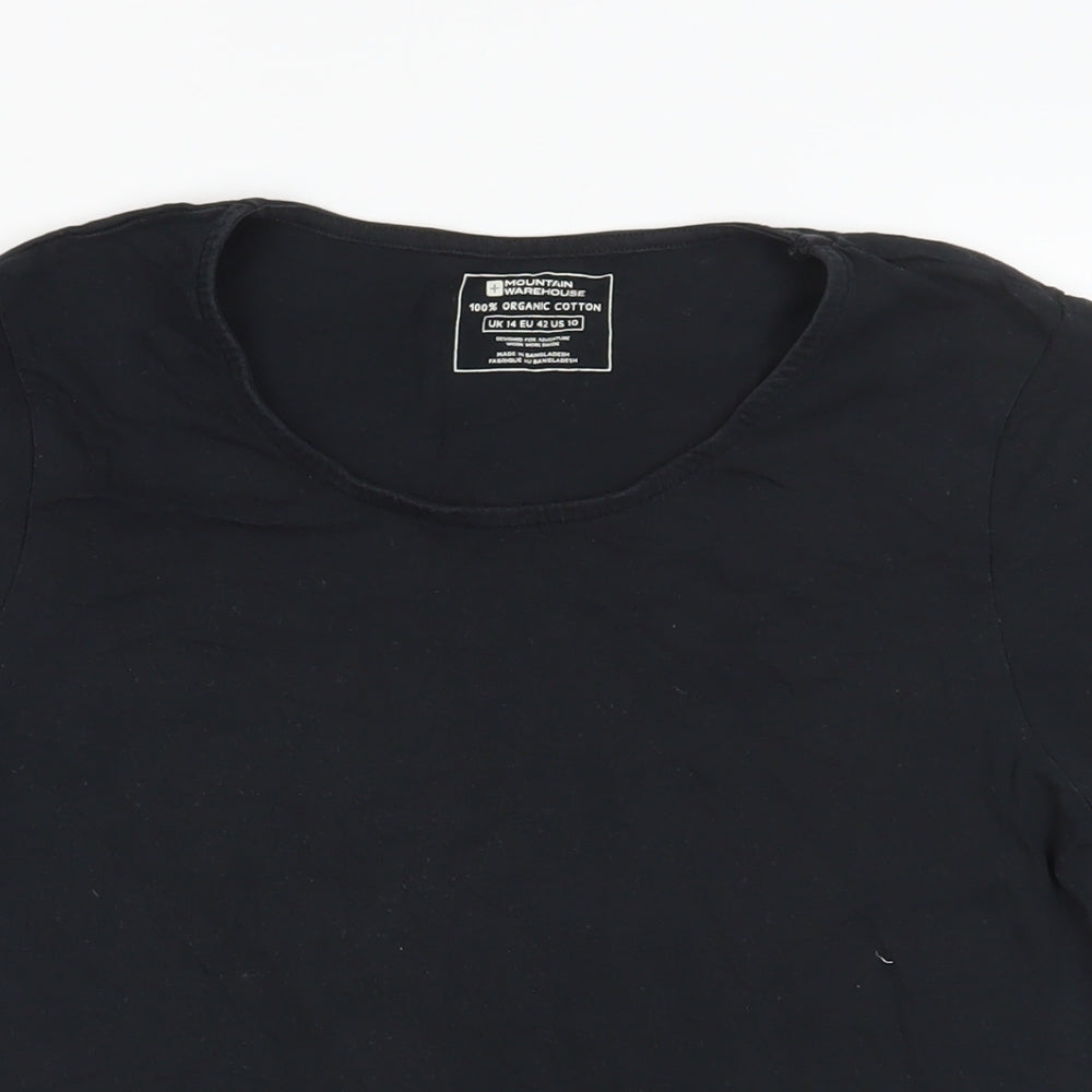 Mountain Warehouse Womens Black Cotton Basic T-Shirt Size 14 Crew Neck