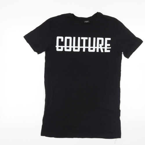 Fresh Coture Mens Black Cotton T-Shirt Size M Crew Neck - Logo