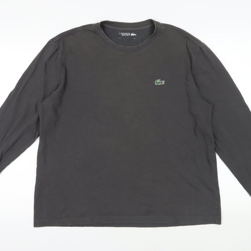 Lacoste Mens Grey Cotton T-Shirt Size L Crew Neck - Logo