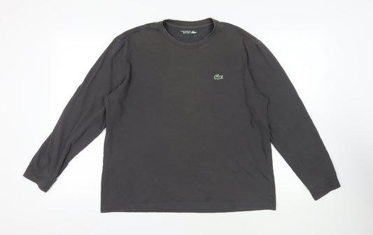 Lacoste Mens Grey Cotton T-Shirt Size L Crew Neck - Logo