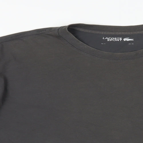 Lacoste Mens Grey Cotton T-Shirt Size L Crew Neck - Logo