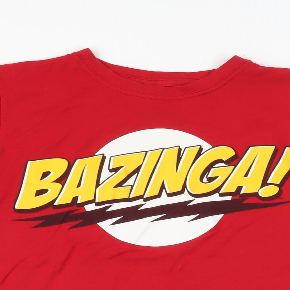 The Big Bang Theory Womens Red Cotton Basic T-Shirt Size S Crew Neck - Bazinga