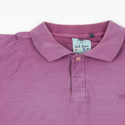 Fat Face Mens Purple Cotton Polo Size XL Collared Button