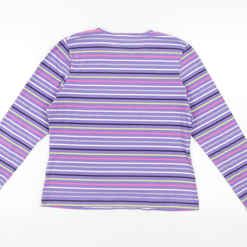 PACO Womens Purple Striped Cotton Basic T-Shirt Size M Crew Neck