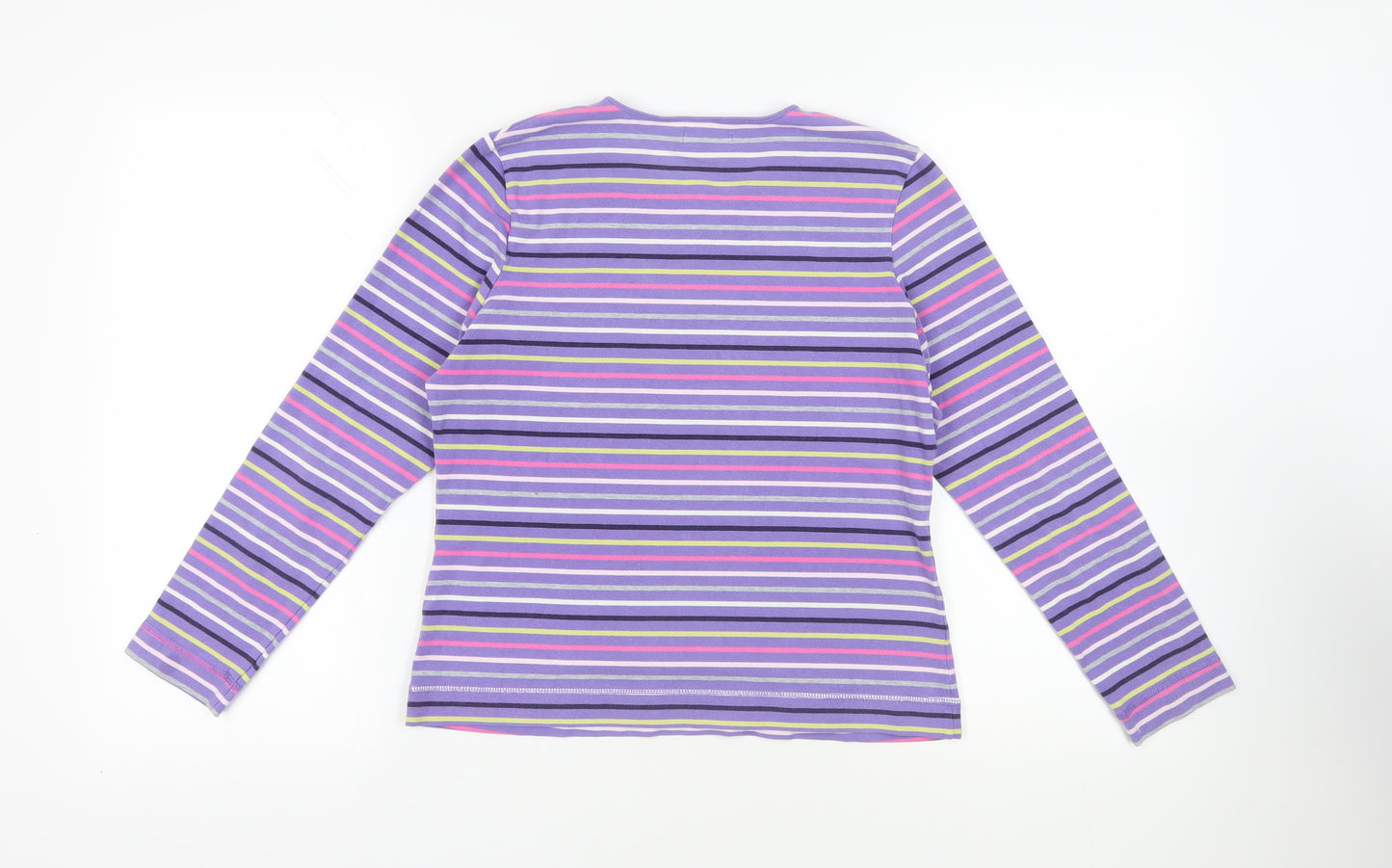 PACO Womens Purple Striped Cotton Basic T-Shirt Size M Crew Neck