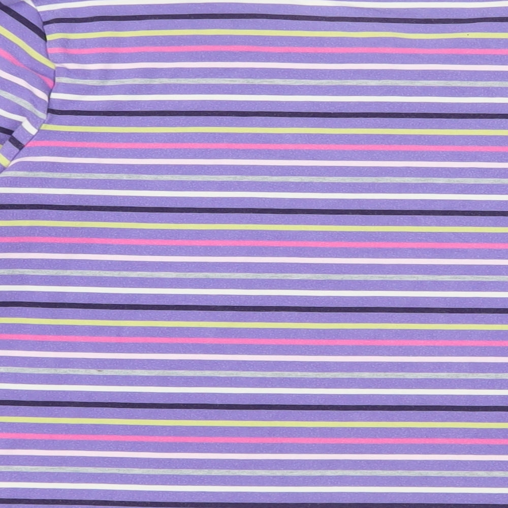 PACO Womens Purple Striped Cotton Basic T-Shirt Size M Crew Neck