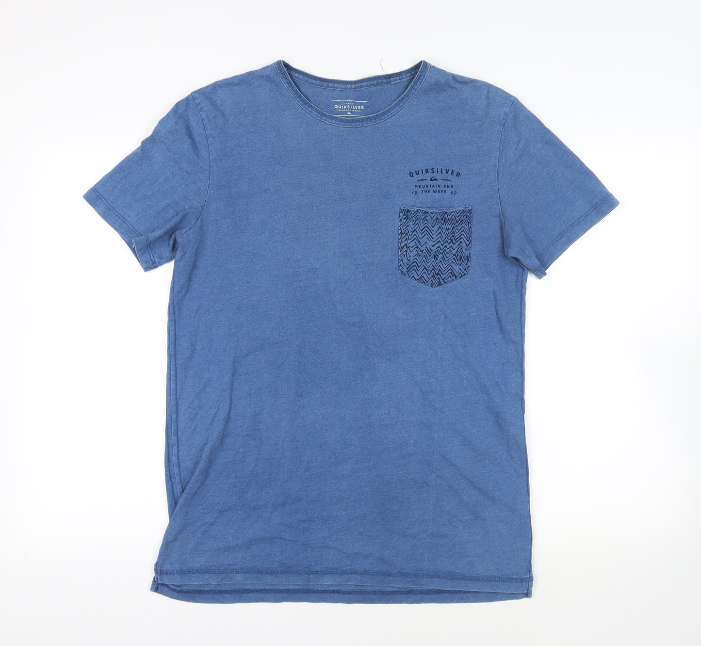 Quicksilver Mens Blue Cotton T-Shirt Size M Crew Neck - Logo