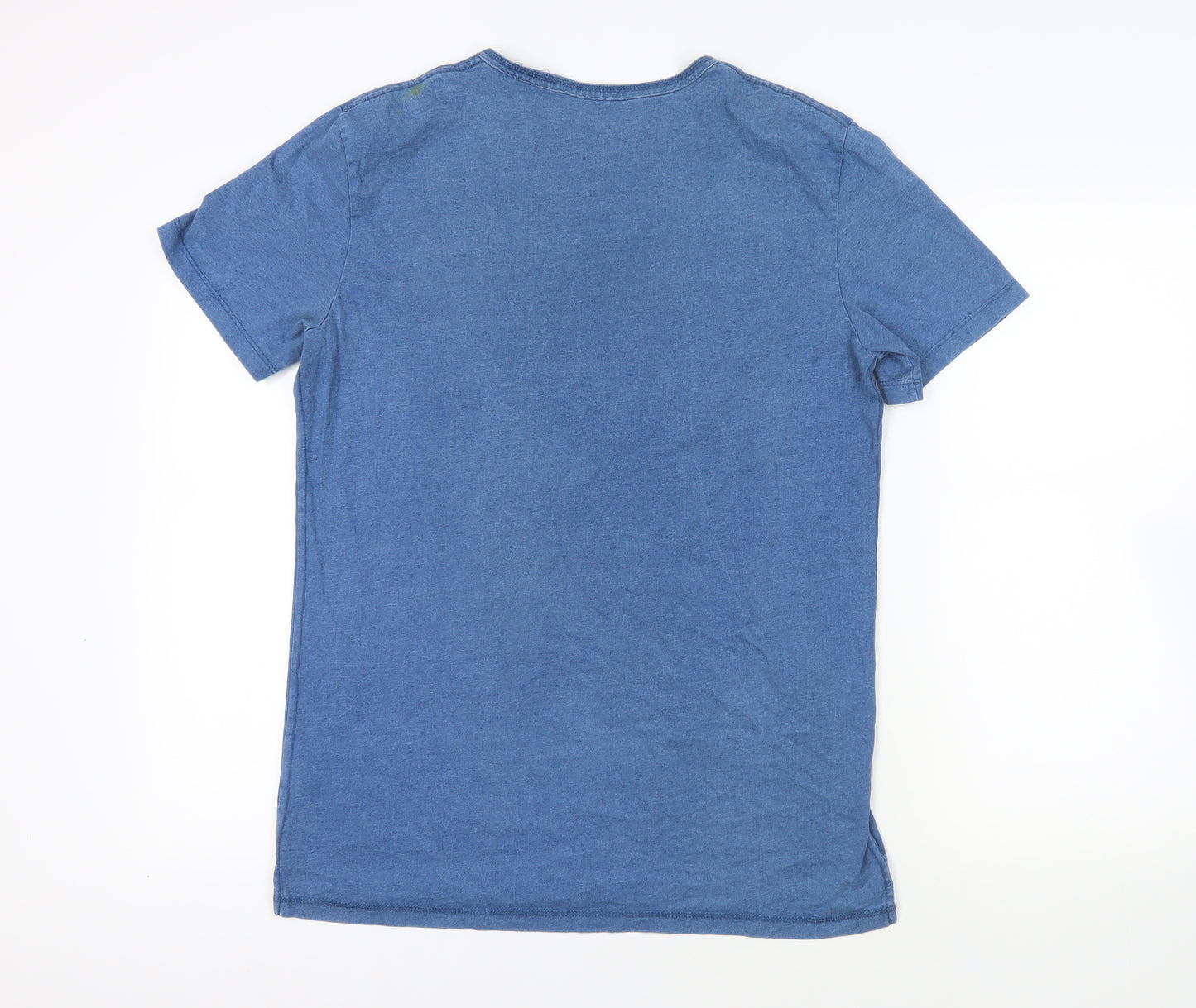 Quicksilver Mens Blue Cotton T-Shirt Size M Crew Neck - Logo