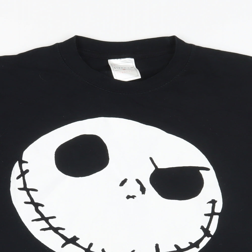 Stedman Mens Black Cotton T-Shirt Size S Crew Neck - The Nightmare Before Christmas