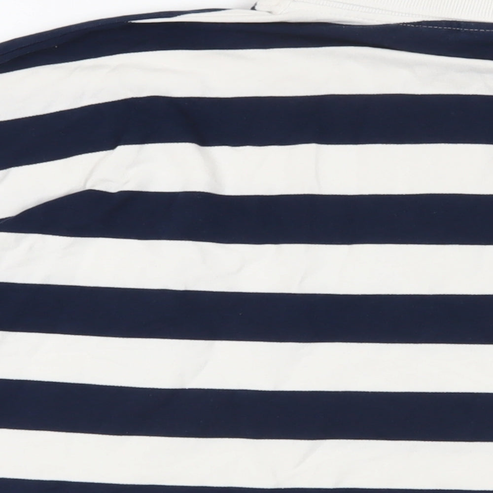 H&M Womens Blue Striped Cotton Basic Polo Size S Collared