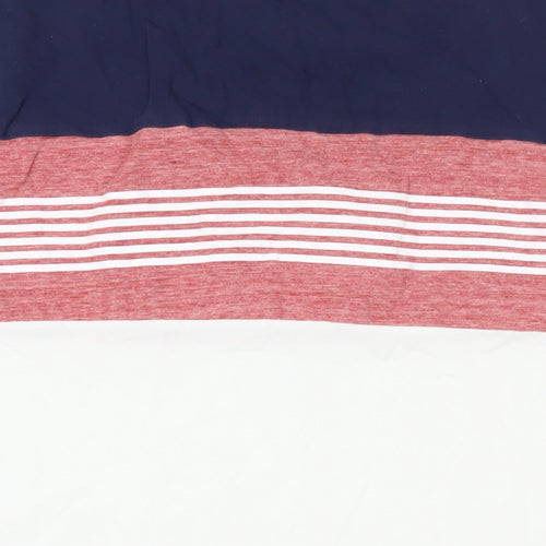 NEXT Mens Multicoloured Striped Cotton T-Shirt Size L Crew Neck