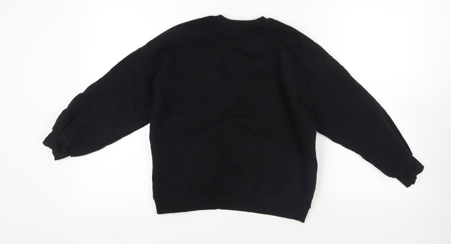 Marks and Spencer Girls Black Cotton Pullover Sweatshirt Size 10-11 Years Pullover - Cherry Nice Day