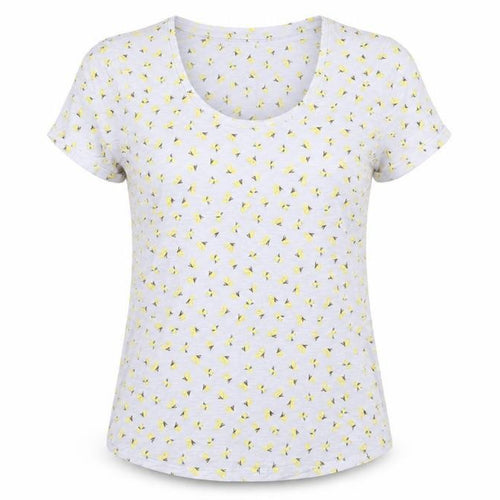 Marks and Spencer Womens Blue Floral Cotton Basic T-Shirt Size 12 Scoop Neck