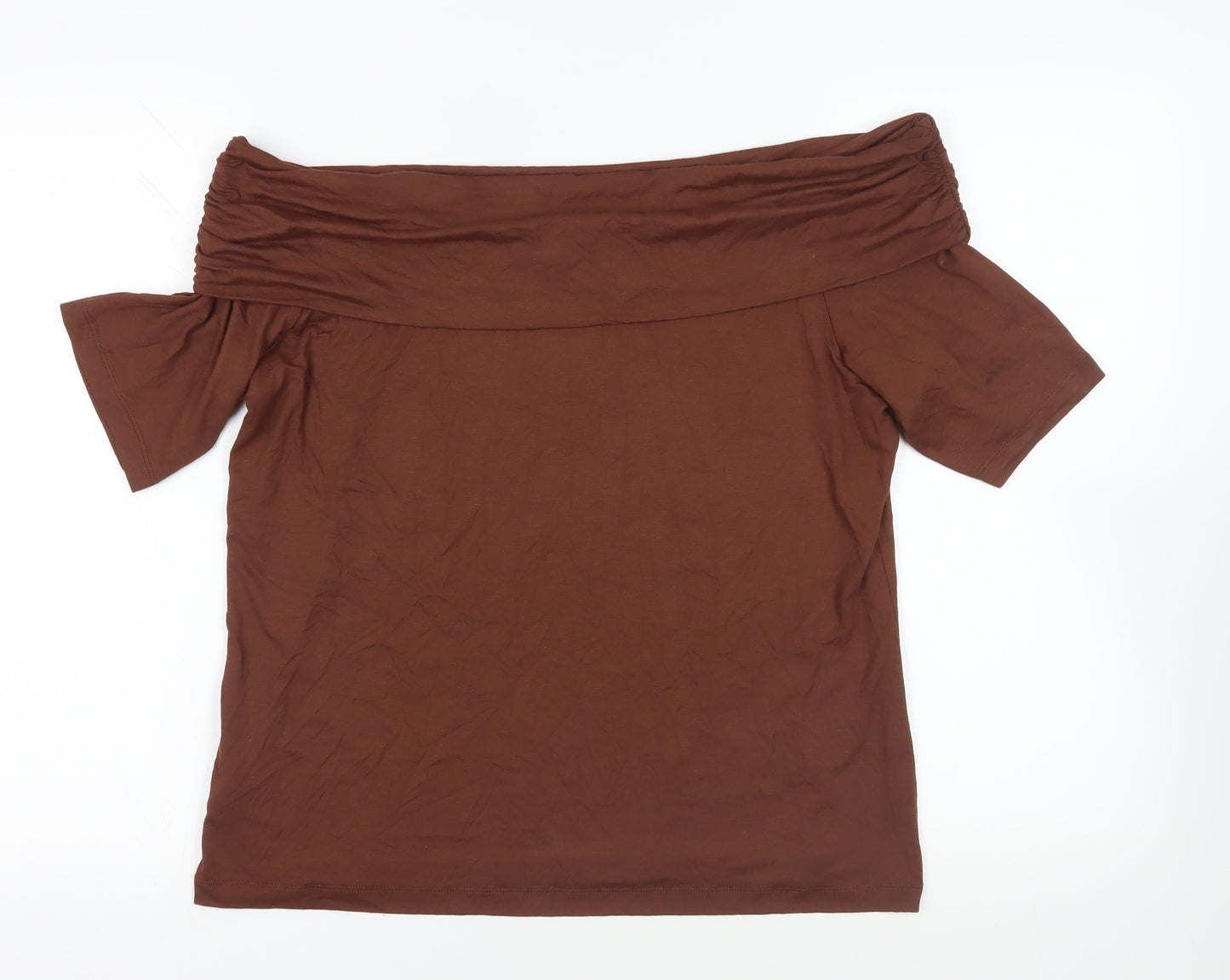 Marks and Spencer Womens Brown Viscose Basic T-Shirt Size 20 Off the Shoulder