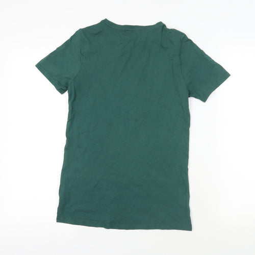 New Look Womens Green Cotton Basic T-Shirt Size 8 Crew Neck - Sun Eclipse