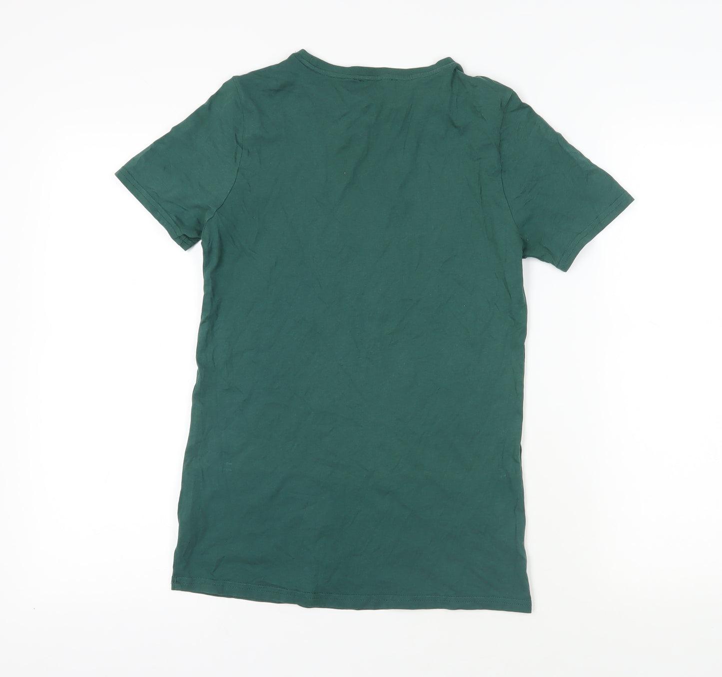 New Look Womens Green Cotton Basic T-Shirt Size 8 Crew Neck - Sun Eclipse