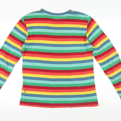 Frugi Womens Multicoloured Striped Cotton Basic T-Shirt Size S Crew Neck
