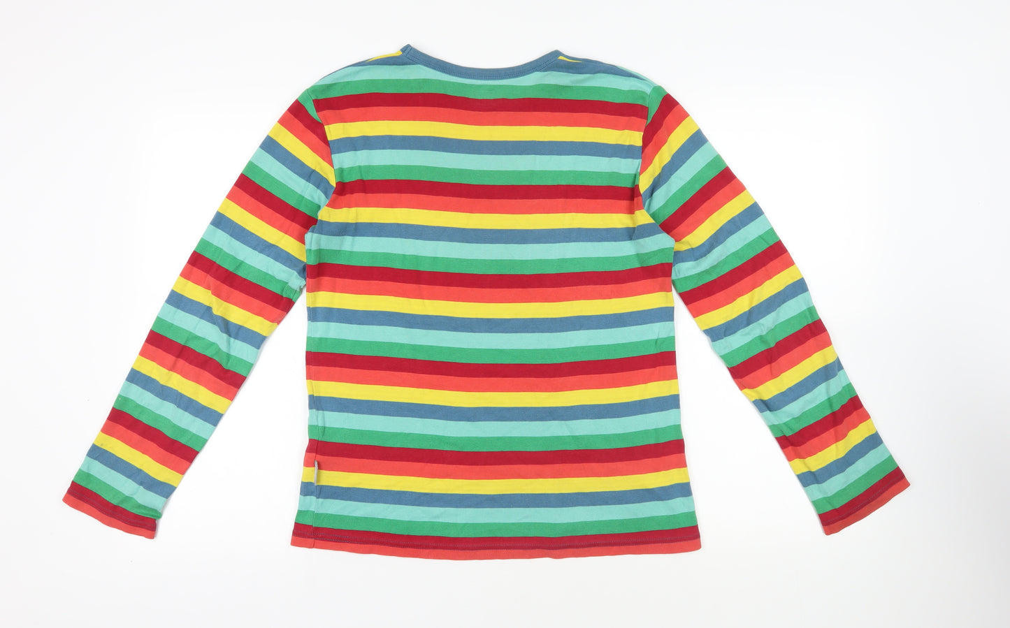 Frugi Womens Multicoloured Striped Cotton Basic T-Shirt Size S Crew Neck