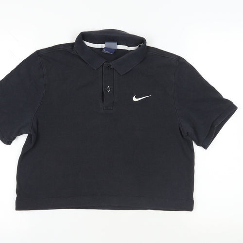 Nike Womens Blue Cotton Basic Polo Size M Collared - Logo