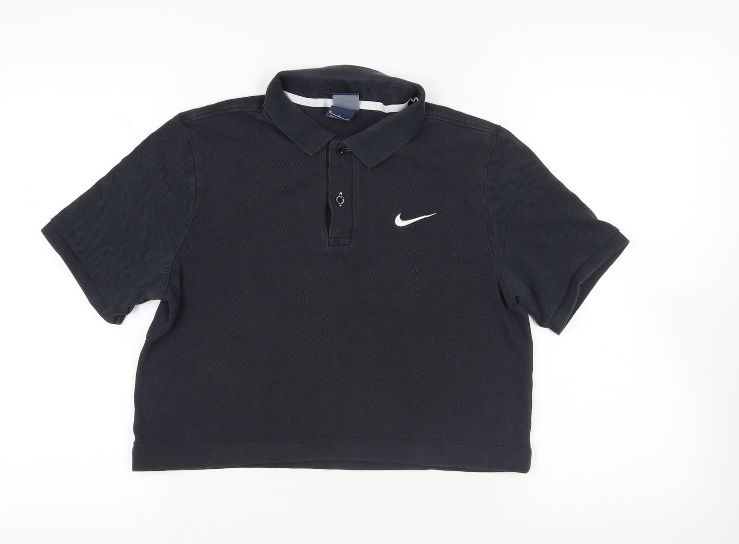 Nike Womens Blue Cotton Basic Polo Size M Collared - Logo