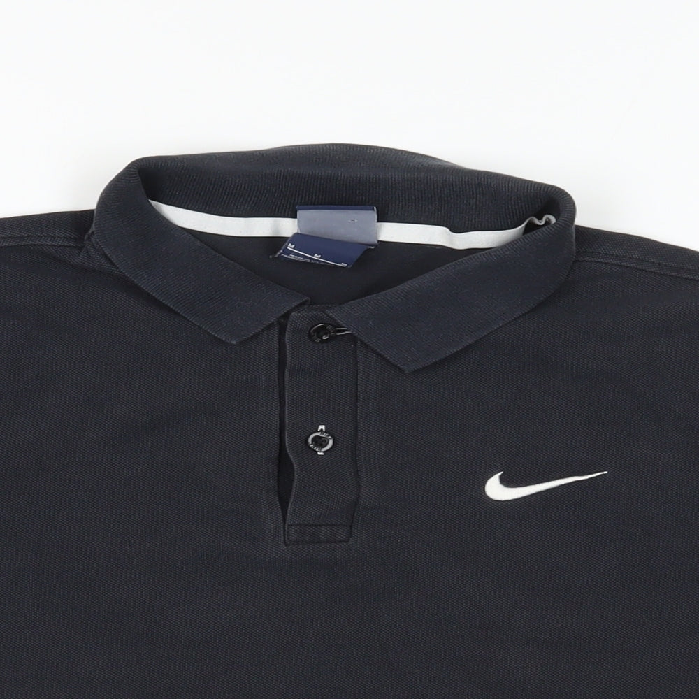 Nike Womens Blue Cotton Basic Polo Size M Collared - Logo